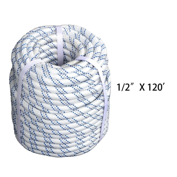 hostic 1/2" x 120' Double Braid Polyester Arborist Bull Rope Rigging Rope Tree Rope
