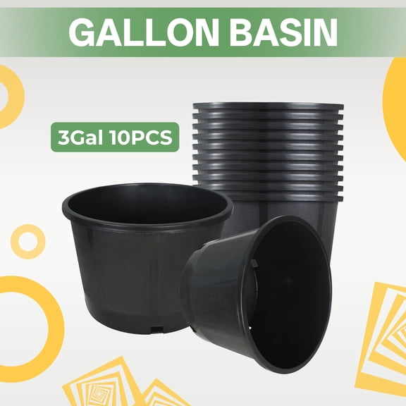 hostic 10-Pcs 11" 3 Gallon Seedling Pots Plastic Plant Pots Seedling Cups Nursery Pots Plant Containers