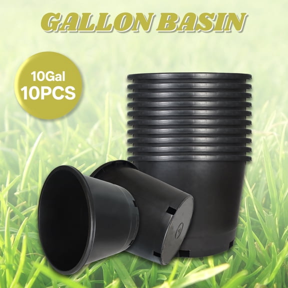 hostic 10 Pcs Black 10 Gallon Circular Short Seedling Pots Plastic Plant Pots Seedling Cups Nursery Pots Plant Containers