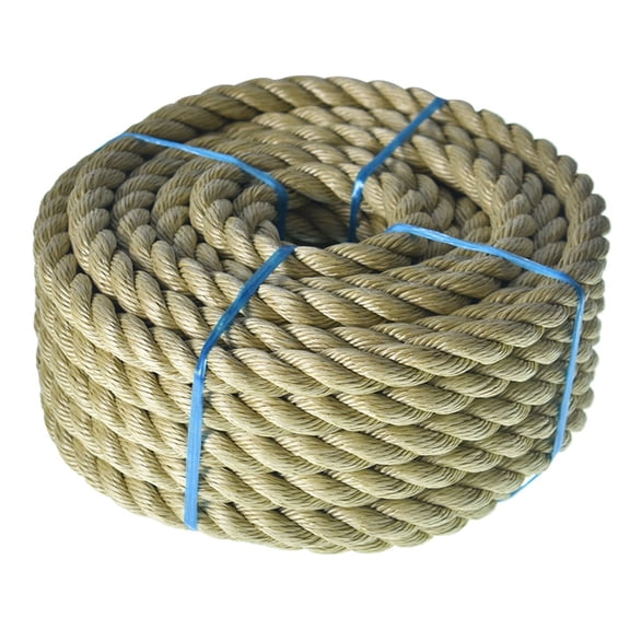 hostic 3/4 inch x 50 feet Twisted ProManila - UnManila Rop, 3 Strand Synthetic Polypropylene Rope Cordage for Weather-Resistant Decor, Crafts, Sporting, and Landscaping