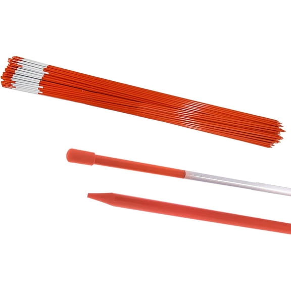 hostic 48 Inch 100PCS Driveway Marker 5/16 Dia High Visibility Reflective Driveway Poles Fiberglass Snow Stakes with Reflective Tape