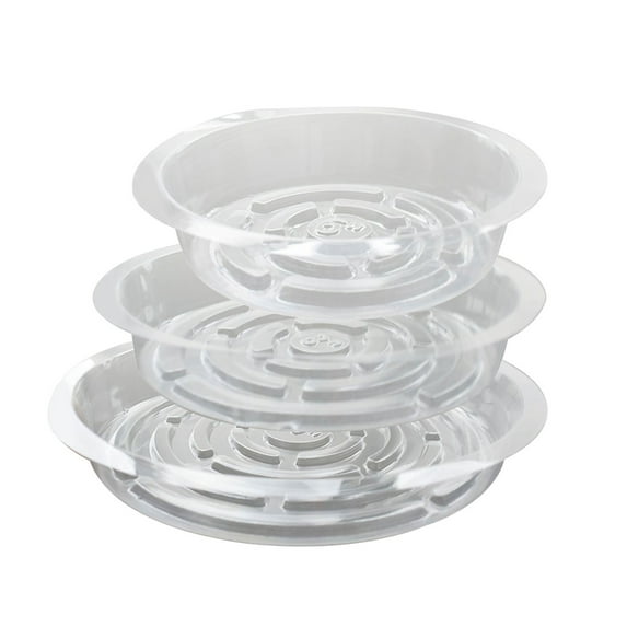 hostic 5 Pcs 10"+8"+6" Transparent Plastic Plant Pot Drip Trays Pallets
