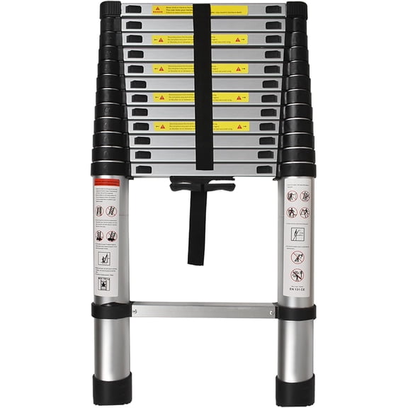 hostic Aluminum Telescopic Extension Ladder Collapsible Ladder, One-Button Retraction Extension Ladder,Multi-Use, 330 lbs Capacity,10.5FT / 3.2M 12.5FT / 3.8M 14.5FT / 4.4M