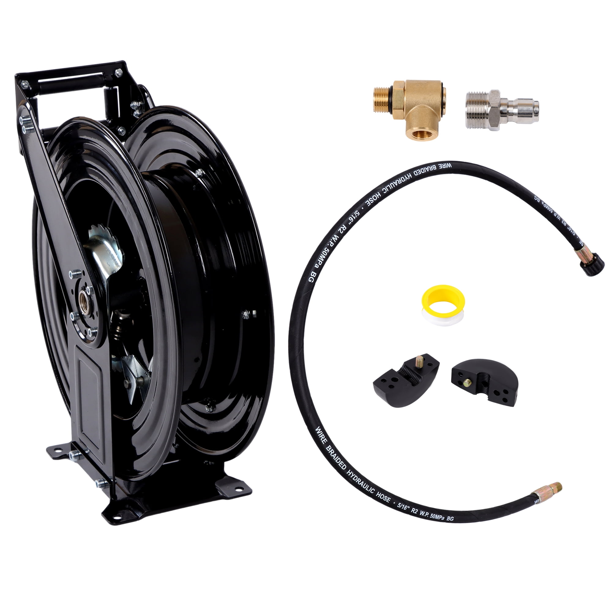 hostic Double Arm 3/8 in x 50 ft Retractable Pressure Washer Reel Auto Rewind 4000 PSI