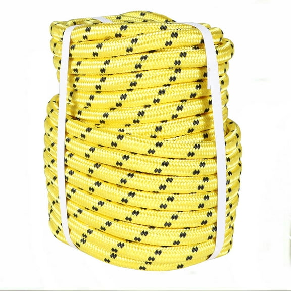 hostic Double Braid Polyester Rope Nylon Pulling Rope Arborist Rigging Multipurpose Bull Rigging 1/2 Inch x 200 Feet Yellow