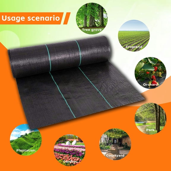 hostic Garden Weed Barrier Fabric Multi Size Heavy Duty Landscape Weed Blocking Plastic Roll Cloth Water Permeable 6FTx100FT