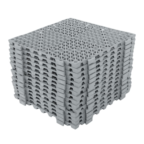 hostic Grey PVC Interlocking Floor Tiles, Wet and Dry Separation Plastic Drainage Bricks, 12 * 12Inch Interlocking Drainage Floor Bricks, 50PCS