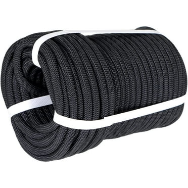 hostic High Force Braided Polyester Rope, Arborist Rigging Rope, (3/8” x 100’) Heavy Duty Rope for Hiking, Swing, Camping, Gardening, Red and Black