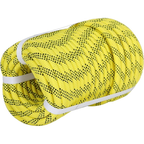 hostic High Force Braided Polyester Rope, Arborist Rigging Rope, (3/8” x 100’) Heavy Duty Rope for Hiking, Swing, Camping, Gardening, Red and Black