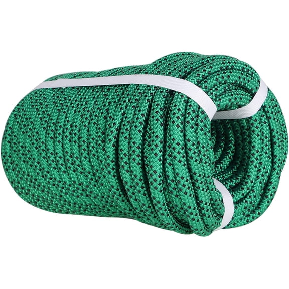 hostic High Force Braided Polyester Rope, Arborist Rigging Rope, (3/8” x 100’) Heavy Duty Rope for Hiking, Swing, Camping, Gardening, Red and Black