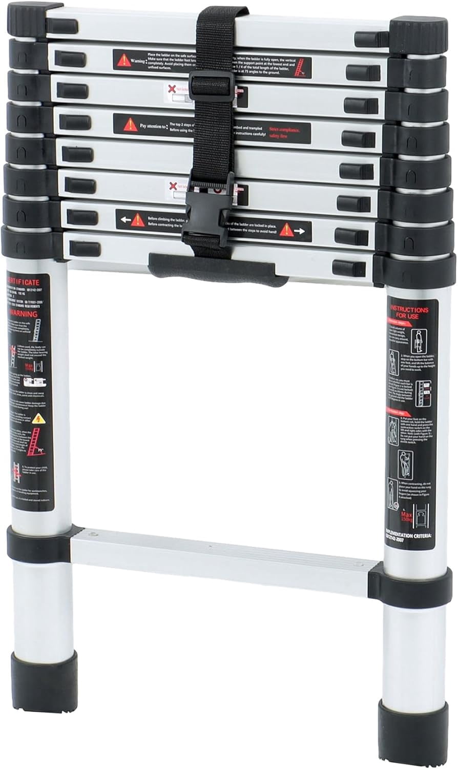 Lightweight Rv Ladder hostic telescoping Extension Ladder 8.5 FT, Folding Telescopic Aluminum ...