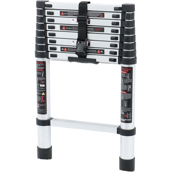 hostic telescoping Extension Ladder 8.5 FT, Folding Telescopic Aluminum Ladders, Lightweight Collapsible Ladder Step for RV Roof Attic Home, 330 LB Capacity