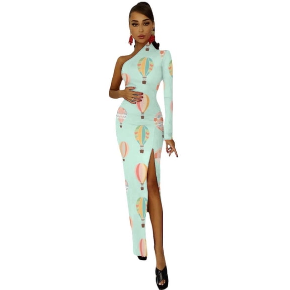 hot air balloon 2 Half Dleeve Split Dress dresses korean style evening dresses luxury