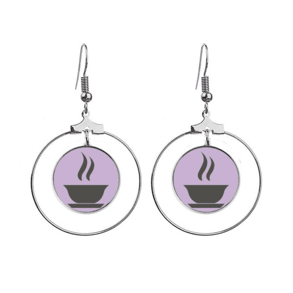 hot tea china pattern art deco fashion earrings dangle hoop jewelry drop circle