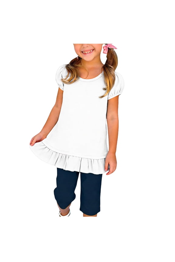 0-15 T Kids Girls Shirts Child Short Sleeve Crew Neck Tunic Tops Trendy Summer Tees Baby Infant Clothes Loose Fit Blouses