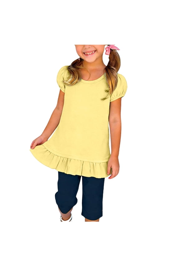 0-15 T Kids Girls Shirts Child Short Sleeve Crew Neck Tunic Tops Trendy Summer Tees Baby Infant Clothes Loose Fit Blouses