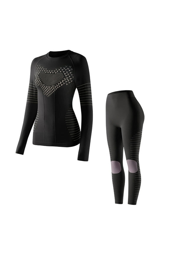 2 PC Womens Thermal Underwear Set Ski Breathable Warm Base Layer Winter Top with Leggings Bottom Sets for Cold Weather