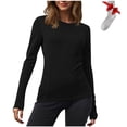 thumbnail image 1 of hotojiny 2 Pack Womens Long Sleeve Shirts and Socks Set Crew Neck Stretch Fitted Base Layering Tee Undershirts Lightweight Thermal Tee, 1 of 7