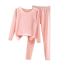 hotojiny 2 Piece Outfits for Women Crew Neck Long Sleeve Pullover with Elastic Waist Leggings Solid Color Thick Warm Pants Set