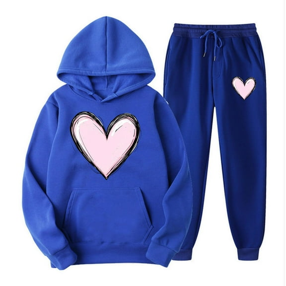 hotojiny 2 Piece Sweatsuit Sets for Women Valentine's Day Gifts Casual Hoodies Long Sleeve Pullover and Loose Sweatpants