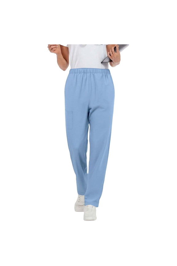 Fall Women's Pants Elastic Waist Stretch Pull On Pants Straight Leg Work Casual Trousers with Pockets