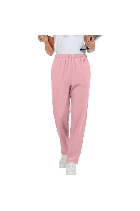 Fall Women's Pants Elastic Waist Stretch Pull On Pants Straight Leg Work Casual Trousers with Pockets