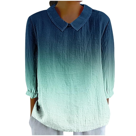 hotojiny Fall Womens Tops Casual Laple 3/4 Sleeve Basic Shirts Lightweight Soft Tshirts Stylish Blouses