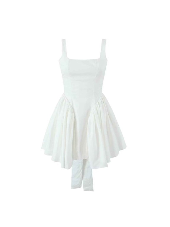 Fashion Dresses for Women Sleeveless Square Neck Tie Back A-Line Mini Dress Wedding Guest Party Dresses