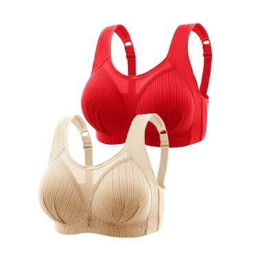 hotojiny 2PC Bralettes for Women Wirefree Breathable Full Coverage Bra Push Up Adjustable Strap Bra Wireless Everyday Bra