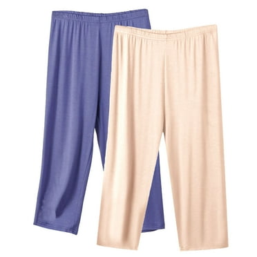 hotojiny 2PC Women's Pajama Pants Wide Leg Plus Size Lounge Capris Elastic Waisted Loose Comfy Yoga Athletic Trousers