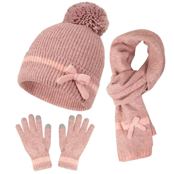 hotojiny 3 Piece Unisex Winter Warm Outfits for Men Women Comfort Beanie Hat Knitted Scarf Solid Color Gloves Sets