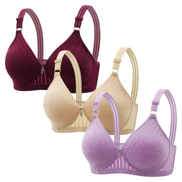 hotojiny 3PC Push Up Bra for Women No Underwire Wireless Breathable Bralettes V Neck Comfort Full Coverage Everyday Bra