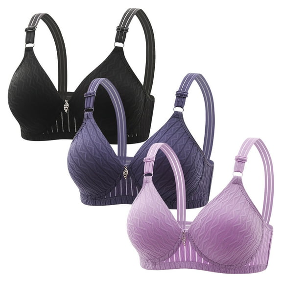hotojiny 3PC Push Up Bra for Women No Underwire Wireless Breathable Bralettes V Neck Comfort Full Coverage Everyday Bra