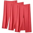 thumbnail image 1 of hotojiny 3PC Women's Capri Pajama Pants Plus Size Elastic Waisted Athletic Capris Wide Leg Loose Comfy Lounge Trousers, 1 of 2