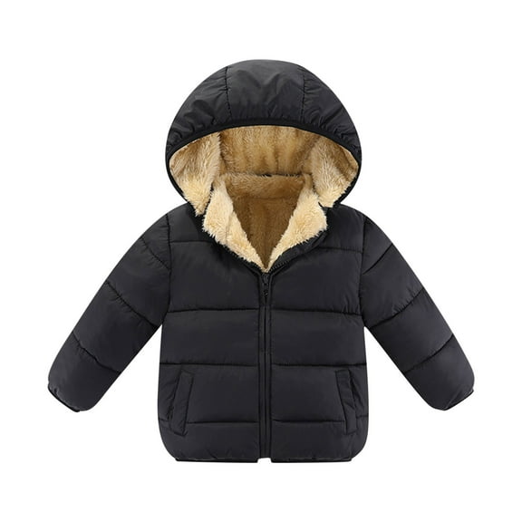 hotojiny Baby Boys Girls Plush Puffer Jacket Hoodies Toddler Unisex Winter Winter Warm Clothes Soft Comfy Zipper Outerwear