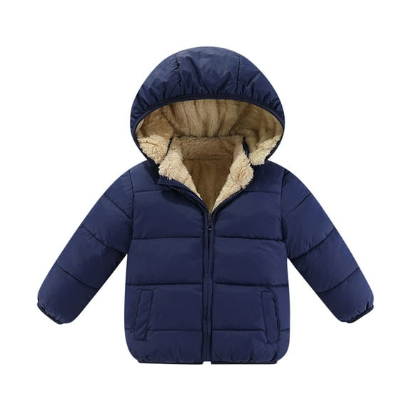 hotojiny Baby Boys Girls Plush Puffer Jacket Hoodies Toddler Unisex Winter Winter Warm Clothes Soft Comfy Zipper Outerwear