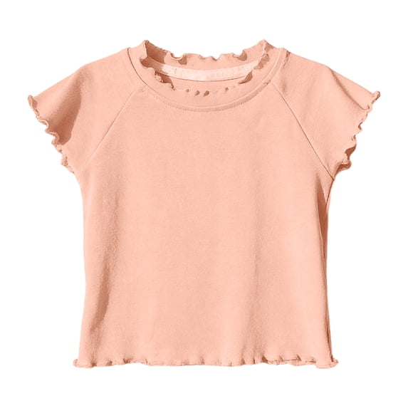 hotojiny Baby Girls Cotton T-Shirts Cute Ruffle Short Sleeve Basic Tee Newborn Infant Crewneck Kids Clothes Summer Tops 1-9 Y