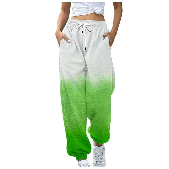 hotojiny Baggy Sweatpants for Women with Pockets High Waisted Drawstring Joggers Gradient Lounge Trousers for Workout Running