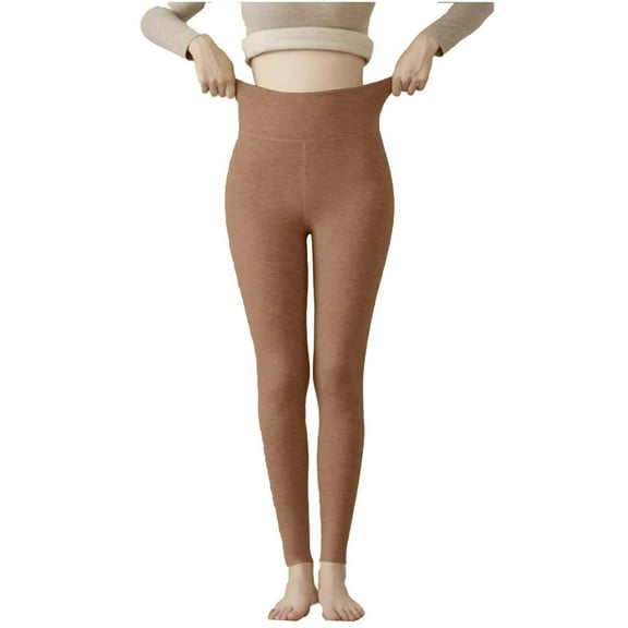 hotojiny Base Layer Women's Pants Stretch High Waist Leggings Winter Thermal Underwear Bottoms Basic Solid Color Butt Lifting Tights