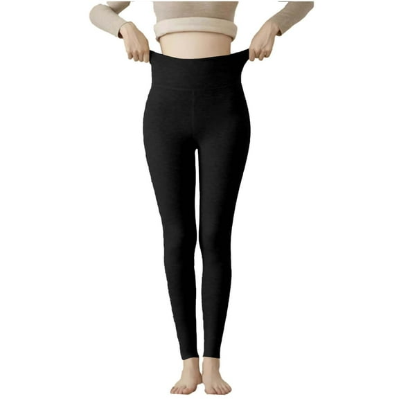 hotojiny Base Layer Women's Pants Stretch High Waist Leggings Winter Thermal Underwear Bottoms Basic Solid Color Butt Lifting Tights