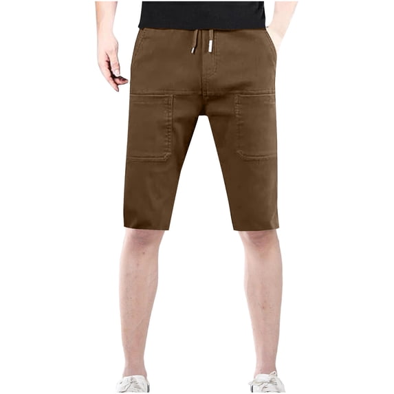 hotojiny Big and Tall Men Bermuda Shorts Classic Drawstring Summer Beach Shorts Casual Slim Fit Knee Length Work Shorts