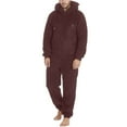 thumbnail image 1 of hotojiny Big and Tall Mens Fleece Pajamas Romper Winter Thermal Warm Sherpa Lined Zipper Hooded Pj Trousers Jumpsuit with Drawstring, 1 of 6