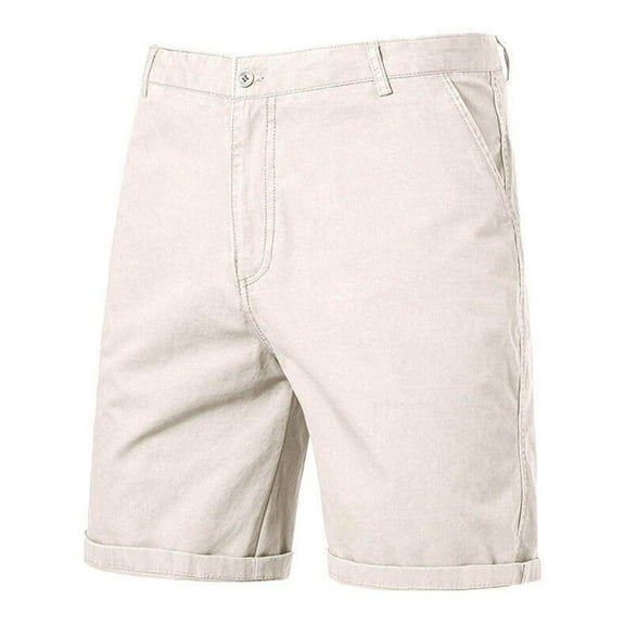 hotojiny Big and Tall Mens Golf Dress Shorts Lightweight Casual Button Straight Leg Shorts Vintage Rolled Hem Shorts with Pockets