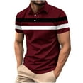 thumbnail image 1 of hotojiny Big and Tall Mens Shirt Fashion Color Block Short Sleeve Sport Golf Shirts Casual Button Collar Performance Tops, 1 of 5