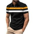 thumbnail image 1 of hotojiny Big and Tall Mens Shirt Fashion Color Block Short Sleeve Sport Golf Shirts Casual Button Collar Performance Tops, 1 of 5