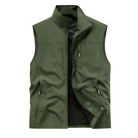 hotojiny Big and Tall Mens Vest Fashion Outdoor Work Quick-Dry Vest Zip up Travel Sleeveless Jacket with Multi Pockets