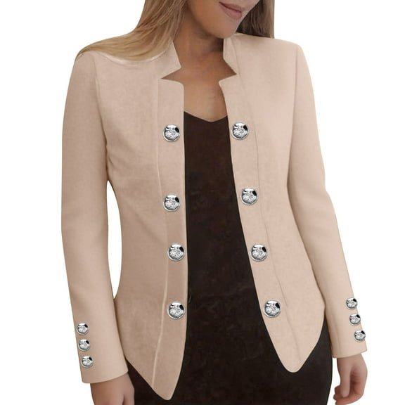 hotojiny Blazers for Women Lightweight Notch Open Front Casual Work Suit Jacket Long Sleeve Fashion Business Coat with Button