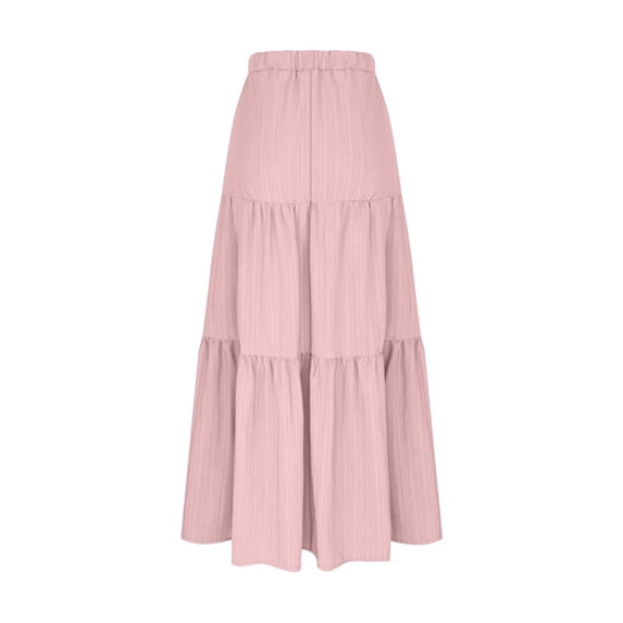 hotojiny Boho Skirts for Women Casual Maxi Skirts for Women Flowy Elastic High Waisted A-Line Long Skirts for Beach Vacation