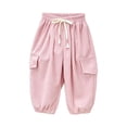 thumbnail image 1 of hotojiny Boys Girls Corduroy Pants Winter Warm Pull on Plain Elastic Waist Trousers Drawstring Thermal Cinch Bottoms Kids Pants(Pink,1-2 Years), 1 of 5