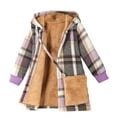 thumbnail image 1 of hotojiny Boys Girls Hooded Coats with Crossbody Bag Winter Warm Unisex Children Clothes Plaid Fleece Lined Jackets, 1 of 3